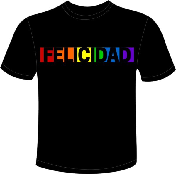 Camiseta arcoiris "Felicidad" negra
